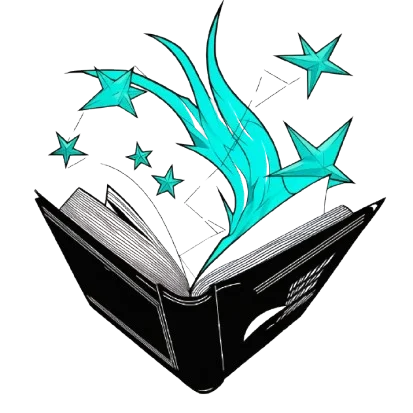 未来之蓝博客 Logo - 一本翻开的书与飞向上方的星辰，象征知识、记录与通向未来的愿景